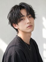 ヘアーメイク スリー(Hair Make 3)&nbsp;ナチュラルパーマアップバングメンズウルフ