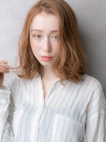 カバーヘア ブリス 戸田公園西口店(COVER HAIR bliss)&nbsp;金髪ダブルカラーセンターパートゆるふわボブディ10代20代W