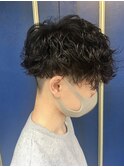 刈り上げマッシュ×スパイラルパーマサイドグラデーション