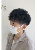 ツイストパーマ/ツーブロック刈り上げマッシュ