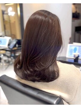 ソヨン 栄2号店(SOYON) 黒髪/グレーベージュ/レイヤーロング/前髪パーマ/髪質改善