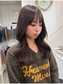 赤み無しオリーブブラウンカラーにエクステ70本でロングに