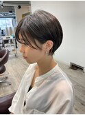 大人可愛い20代30代40代黒髪前下がりショートボブ丸みショート◎
