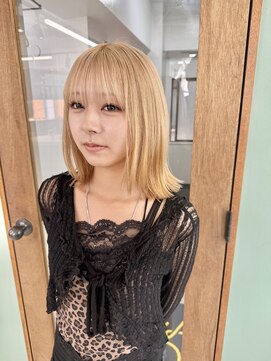 ヒビヲ(HIBIO) 切りっぱなしボブタッセルボブケアブリーチダブルカラー韓国ボブ