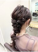 編み込み編みおろしヘアセットヘアアレンジ