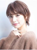 大人可愛い小顔美髪ツヤ感前下がりショートボブ丸みショートA1