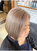 【cassia】前髪なしショート×ハイトーンカラー　[40代50代60代]