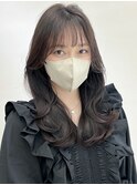 ロブミディアムレイヤーカット顔まわり韓国風大人かわいい小顔