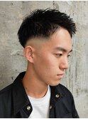 フェード ショートスタイル 爽やか アップバング 黒髪