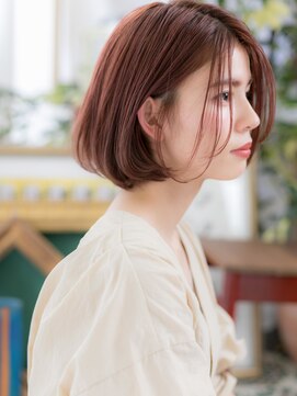 カバーヘア ブリス 北浦和(COVER HAIR bliss) 外国人風ショコラピンク前下がりワンレンボブ北浦和20代30代40代