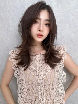 ハローバイシー 仙台(Hello by Sea) 大人黒髪ネビージュくびれレイヤーワンレンボブルフ小顔前髪仙台