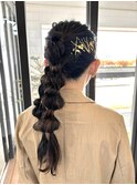 編み下ろしツインお呼ばれヘア