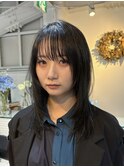 bミディアムウルフレイヤーカットハッシュカットハイレイヤー