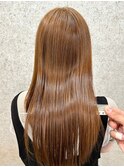 髪質改善トリートメント ストレート オレンジブラウン 暖色ヘア