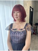 ワインレッド/レイヤーカット/暖色カラー/赤髪/ダークトーン
