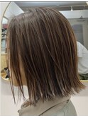 切りっぱなしハイライトボブ/ブリーチ/白髪ぼかし/船橋ブリーチ 