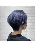 ハンサムショート髪質改善ブリーチ透明感ブルーグレージュ韓国