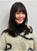 顔周りカット レイヤーカット アッシュブラック 前髪カット 20代