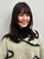 マップデザイン(map design)&nbsp;顔周りカット レイヤーカット アッシュブラック 前髪カット 20代