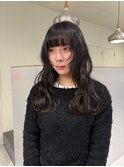 着物ヘア/ダークアッシュ/ミディアムレイヤーカット/矢場町