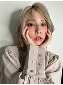 韓国風シルバーベージュ小顔ウルフボブレイヤーp10代20代