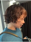 前上がりショートボブ×パーマ
