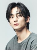 韓国レイヤーパーマニュアンスパーマセンターパート黒髪