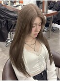 ダブルカラーミルクティーベージュピンクベージュロングレイヤー