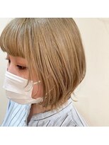 ヘアメイク アージュ 大野城 下大利店(HAIR MAKE age) 顔まわりレイヤー×ハイトーンカラー　20代30代40代