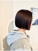 20代30代ワインレッドブラウン切りっぱなしミニボブ
