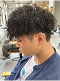 波巻きパーマメンズパーマメンズヘアツーブロックツイストパーマ