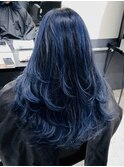 ブルー×バレイヤージュ