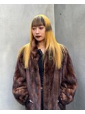 honey yellow/黄色 ハイトーン ロング インナーカラー