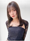 レイヤーカット姫カットショコラベージュ小顔顔まわりカット