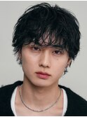 メンズシースルーマッシュニュアンスパーマシャドウパーマテテ風