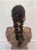 編みおろしヘア ヘアセット ヘアアレンジ たまねぎヘア ポニー