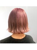 外ハネ　ピンクベージュ　外ハネミックス巻き　大人ボブ