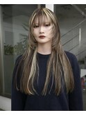 ロングヘアローライトデザインカラー