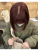 ミニボブ×鮮やかカシスレッド!