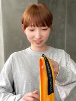 テトヘアー(teto hair) オレンジカラーワイドバングマッシュショートオレンジブラウン