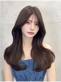 ロングレイヤー/韓国風/くびれヘア/透明感カラー