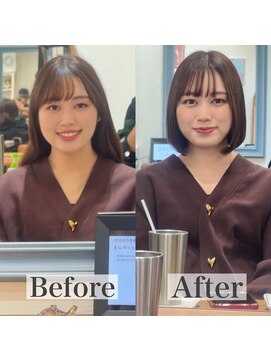 ナチュラルボブ前髪ありイメチェン20代30代40代50代ショートボブ