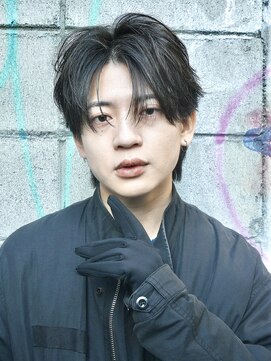 メンズフィール 南森町(MENS FEEL) ブルーブラック/フェザーパーマ/サーフカール/センターパート