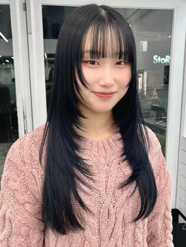 ニトバイアンキシム(nit by ahnkism) ストレートロングレイヤー小顔顔まわりカット