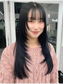 ストレートロングレイヤー小顔顔まわりカット