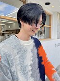 センター分け　センターパート　フェザーショート　メンズカット