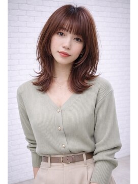 アンディー(&dy) 外ハネくびれミディ×ピンクブラウン 髪質改善トリートメント