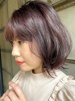 クラク 笹塚店(KURAKU)&nbsp;高発色/ピンクバイオレット/くびれボブ/10代/20代/30代/笹塚