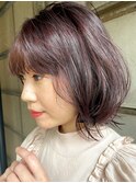 高発色/ピンクバイオレット/くびれボブ/10代/20代/30代/笹塚