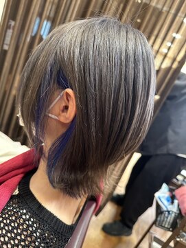 美容室ヒラトヤ 仙北店 夏カラーネオウルフアッシュブラック*ミディアム外ハネ20代30代